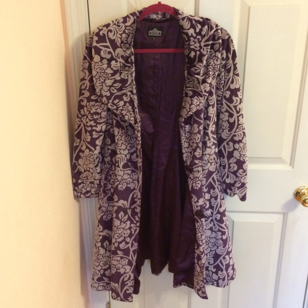 Faux velvet purple dress coat